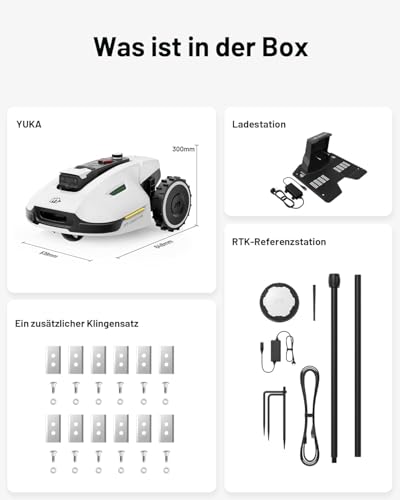MAMMOTION YUKA 3000 Mähroboter ohne Kabel, NetRTK+Vision, Auto-Kartierung, bis 4000 m² (empf. 3000 m²), 4G, 50 % Steigung, keine RTK-Antenne nötig