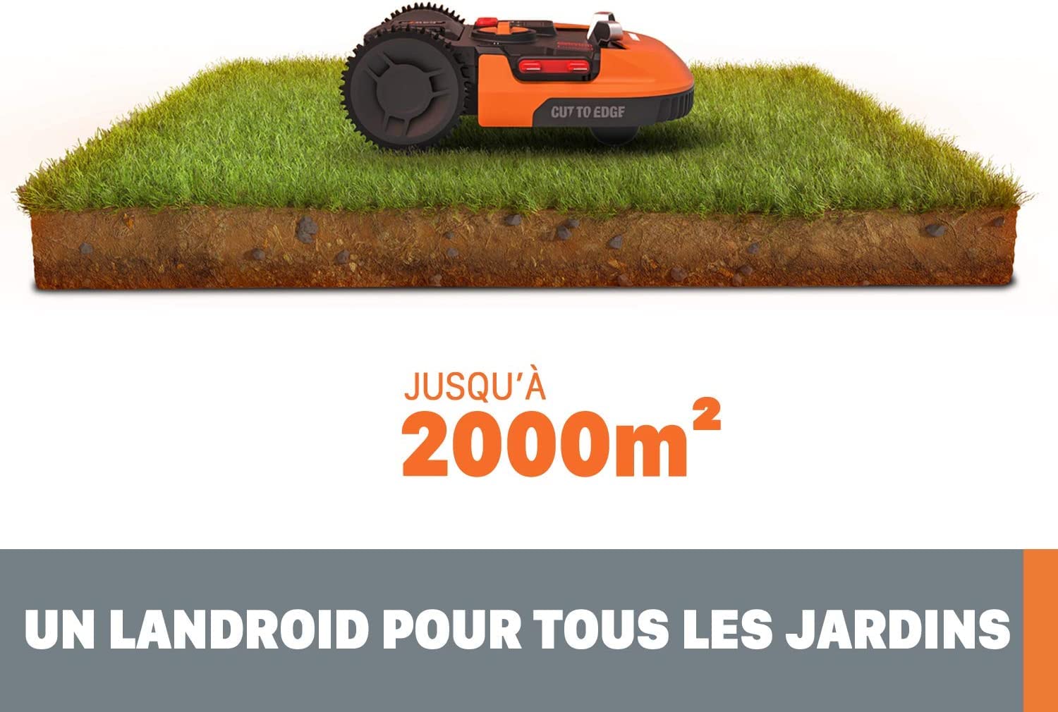 WORX Landroid L WR155E Mähroboter, selbstfahrend, bis 2000 m², sauberer Rasenschnitt, Orange