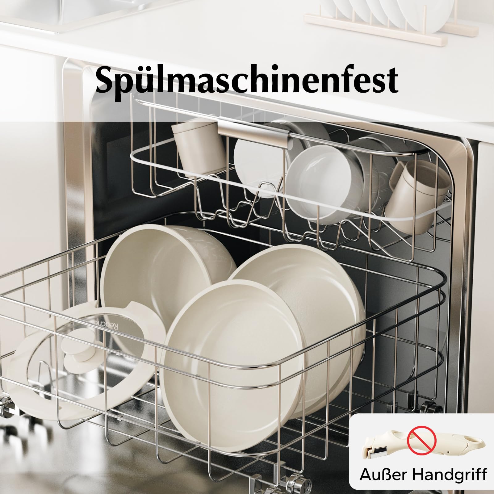 Redchef Topfsets Pfannenset 16-Teilig Antihaft-Keramik-Kochgeschirr-Set mit Abnehmbaren Griffen, Pfanne 20/26cm, Tiefe Bratpfanne 26cm