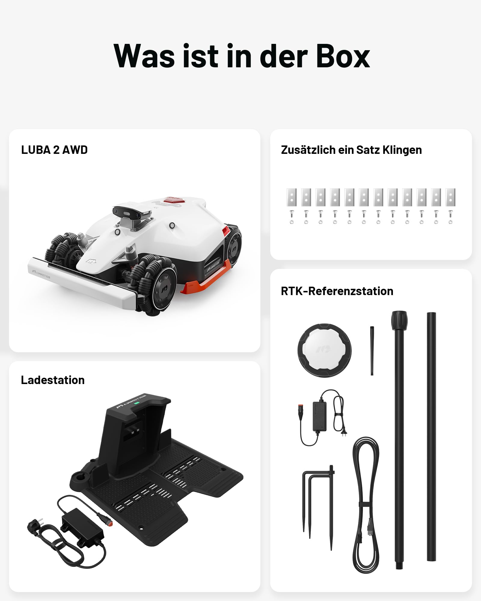 MAMMOTION LUBA 2 AWD 5000X Mähroboter ohne Begrenzungskabel (5000 m², Max. 6600 m², NetRTK+Vision, Auto-Kartierung, ohne RTK-Antenne, 4G-Modul, 80% Steigung)