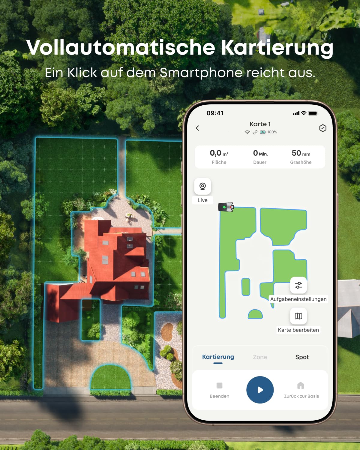 eufy E18 Mähroboter ohne Begrenzungskabel (bis 1200 m², TrueVision, GNSS, Präzisionsrandschnitt, Hindernisvermeidung, App-Steuerung)