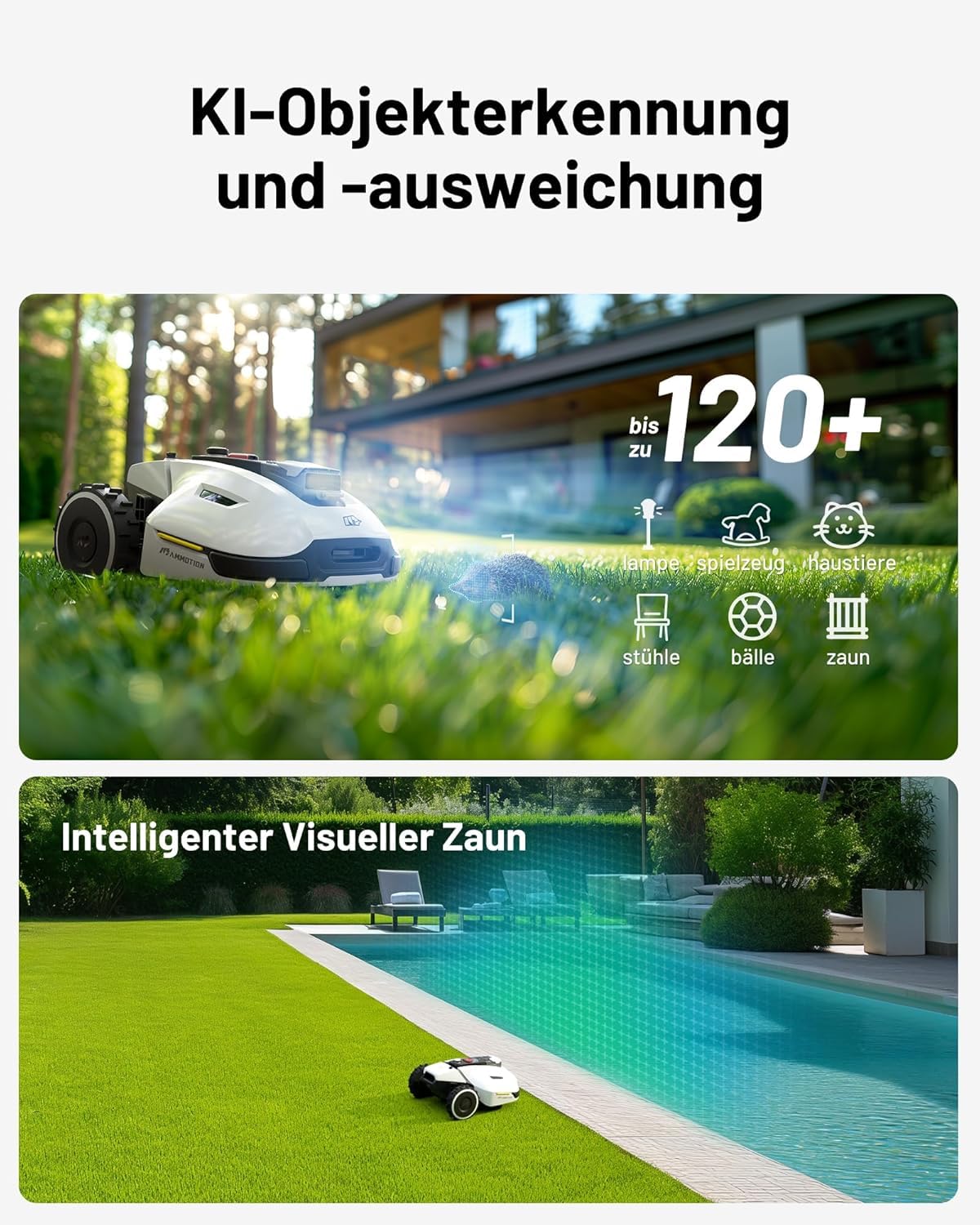 MAMMOTION YUKA 3000 Mähroboter ohne Kabel, NetRTK+Vision, Auto-Kartierung, bis 4000 m² (empf. 3000 m²), 4G, 50 % Steigung, keine RTK-Antenne nötig