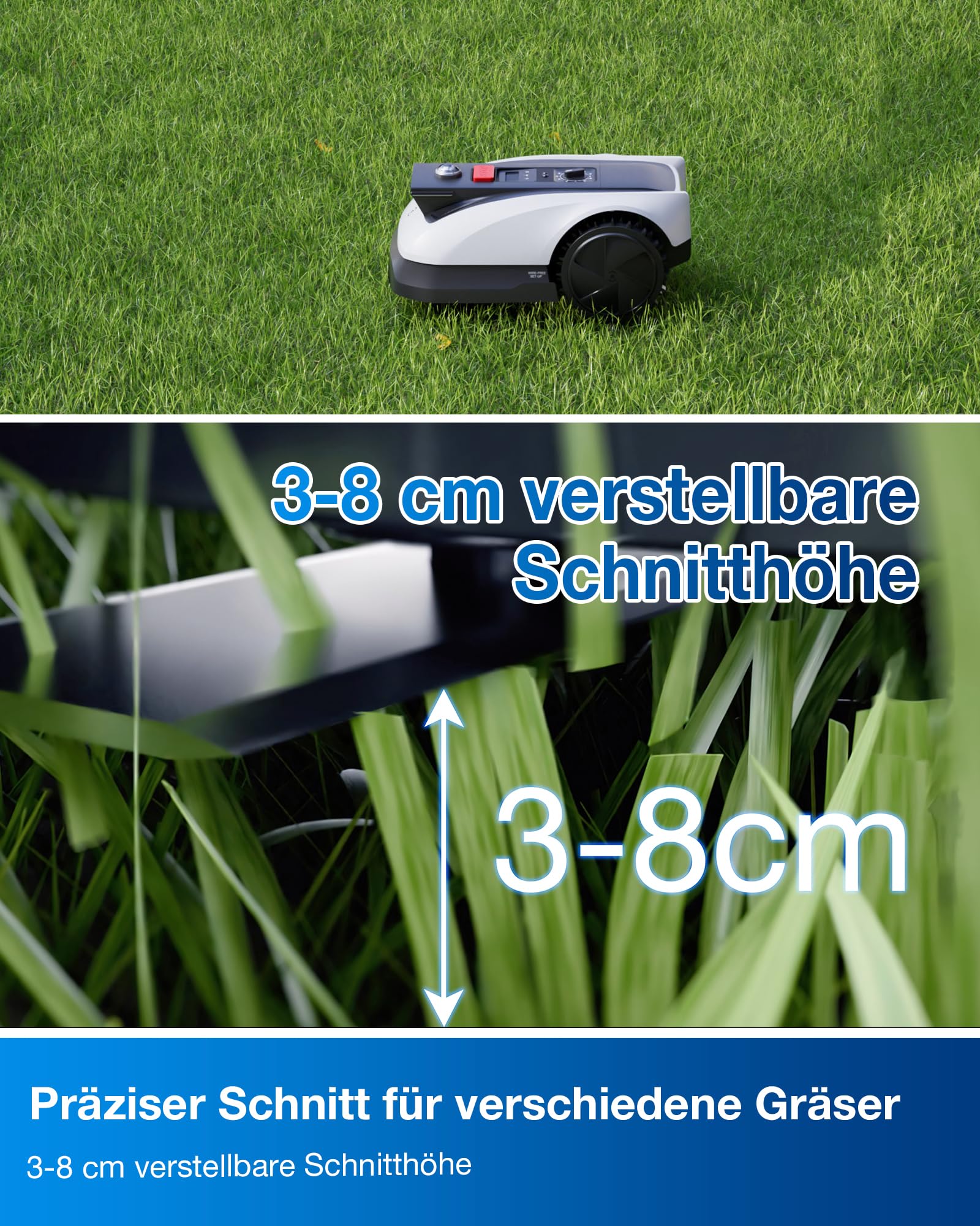 ECOVACS Goat O500 Mähroboter, ohne Begrenzungskabel, 500 m², Auto-Kartierung, LiDAR-Navigation, 0,7 m Engstellen, logisches Mähen