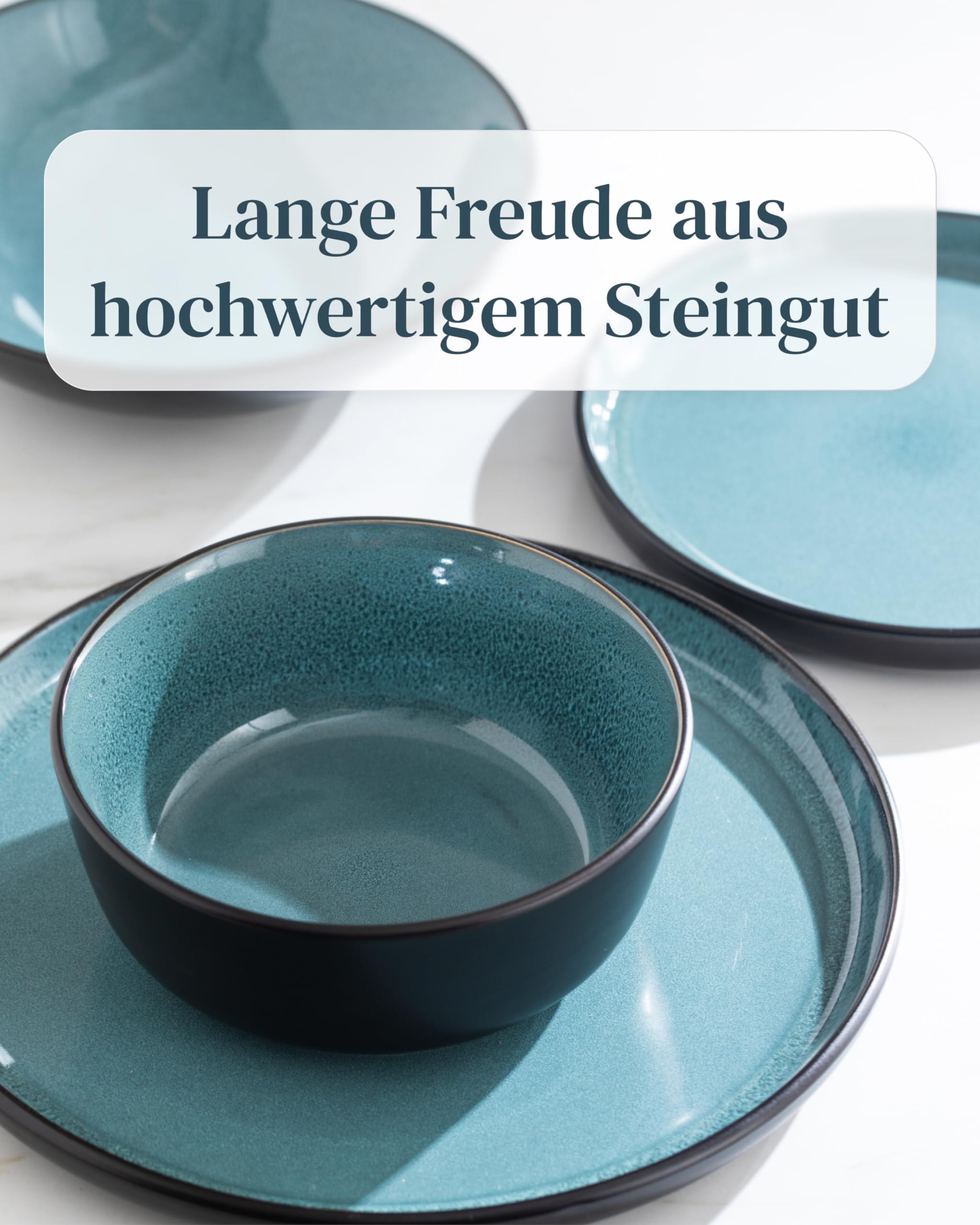 Steingut Geschirrset 6 Personen Ibiza 24 tlg. TESTSIEGER, Hochwertiges Mediterranes Steingut Geschirr Set, Schüssel- und Teller Set, Tafelservice