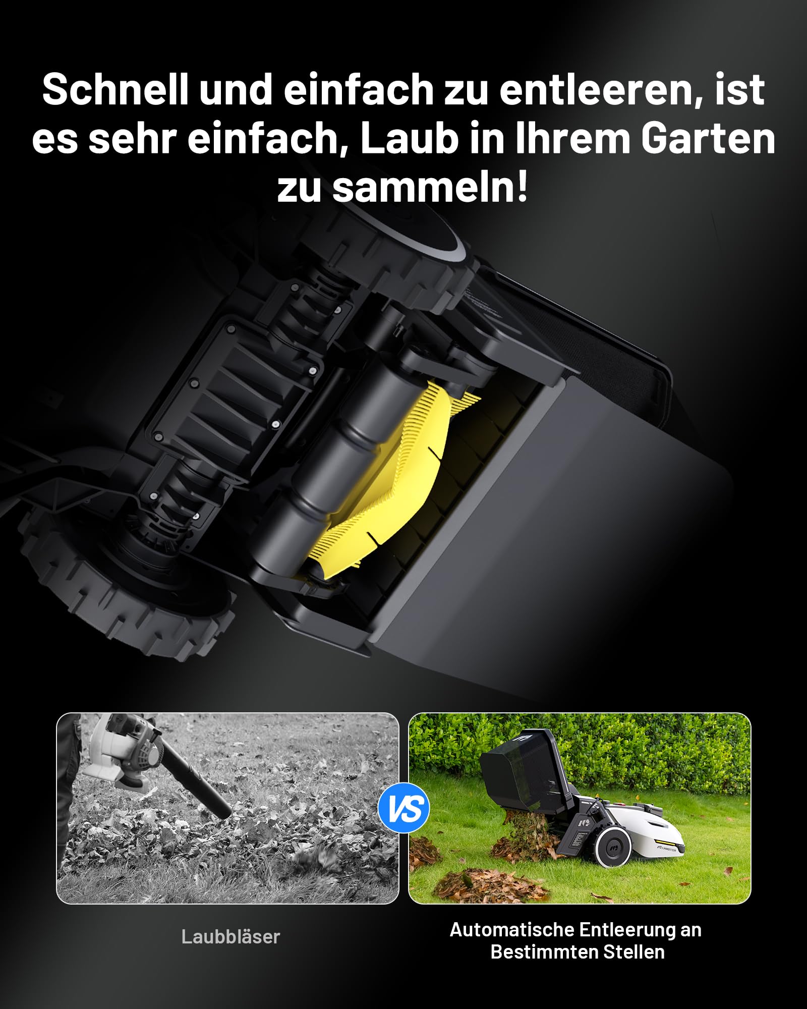 MAMMOTION YUKA 3000 Mähroboter mit Kehrmaschine (bis 4000 m², NetRTK+Vision, Auto-Kartierung, 4G-Modul, 50% Steigung, ohne RTK-Antenne)