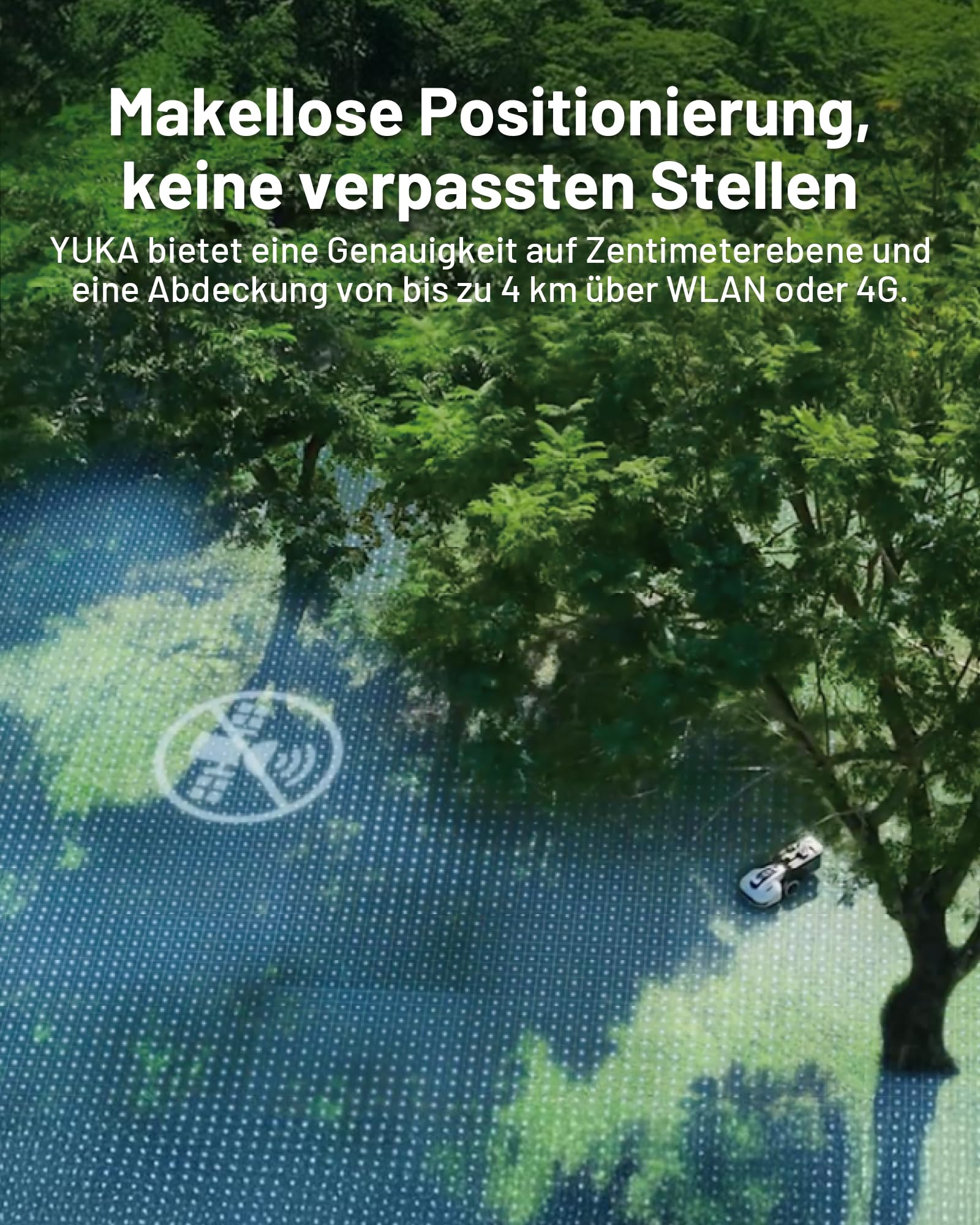 MAMMOTION YUKA 2000 Mähroboter mit Kehrmaschine (bis 2800 m², empfohlen 2000 m², NetRTK+Vision, Auto-Kartierung, 4G-Modul, 80%, ohne RTK-Antenne)