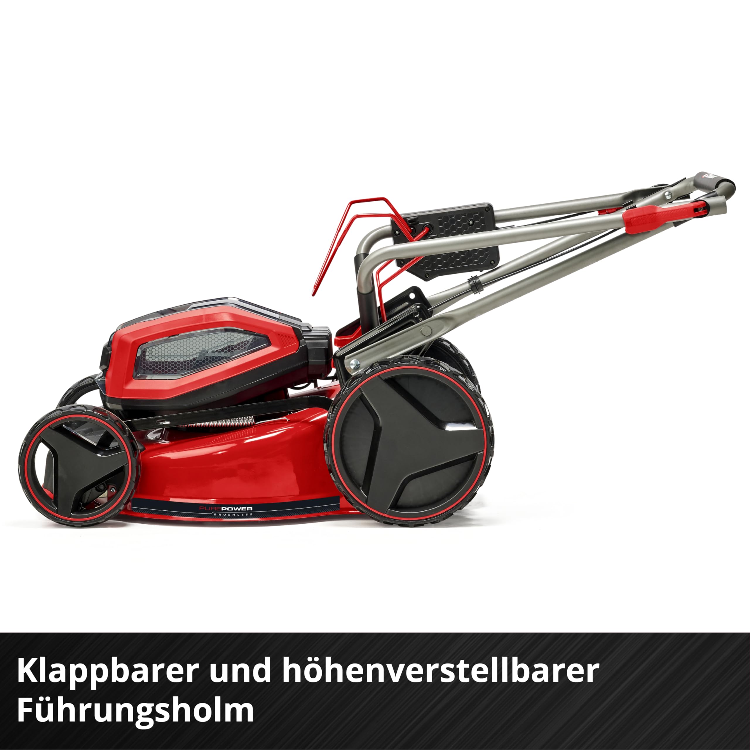 Einhell Akku-Rasenmäher GP-CM 36/47 S Li BL Kit (36 V, 47 cm, bis 700 m², Brushless, 65 L Fangkorb, Radantrieb, inkl. 4x 4,0 Ah Akkus & 2x Twincharger)