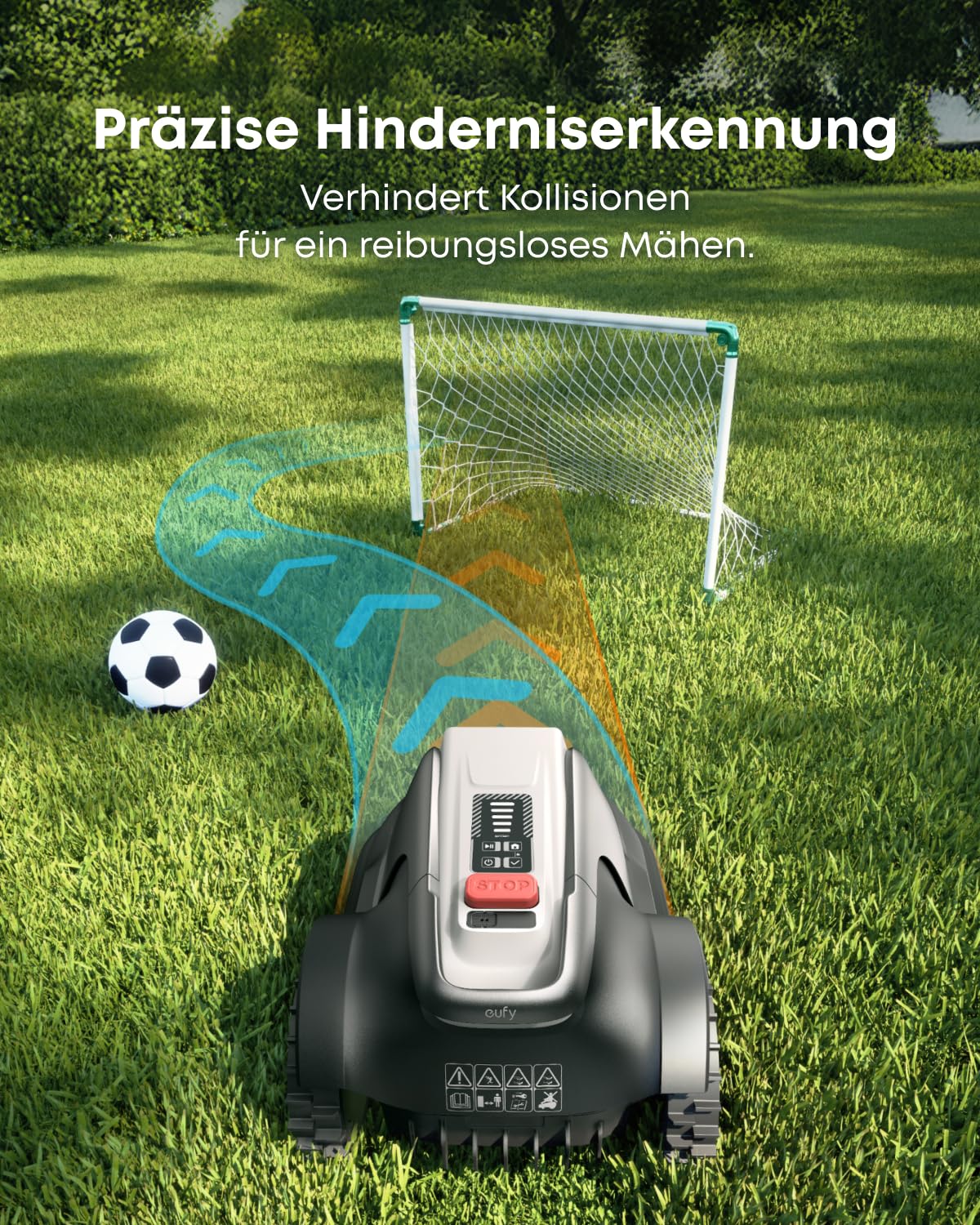 eufy E18 Mähroboter ohne Begrenzungskabel (bis 1200 m², TrueVision, GNSS, Präzisionsrandschnitt, Hindernisvermeidung, App-Steuerung)