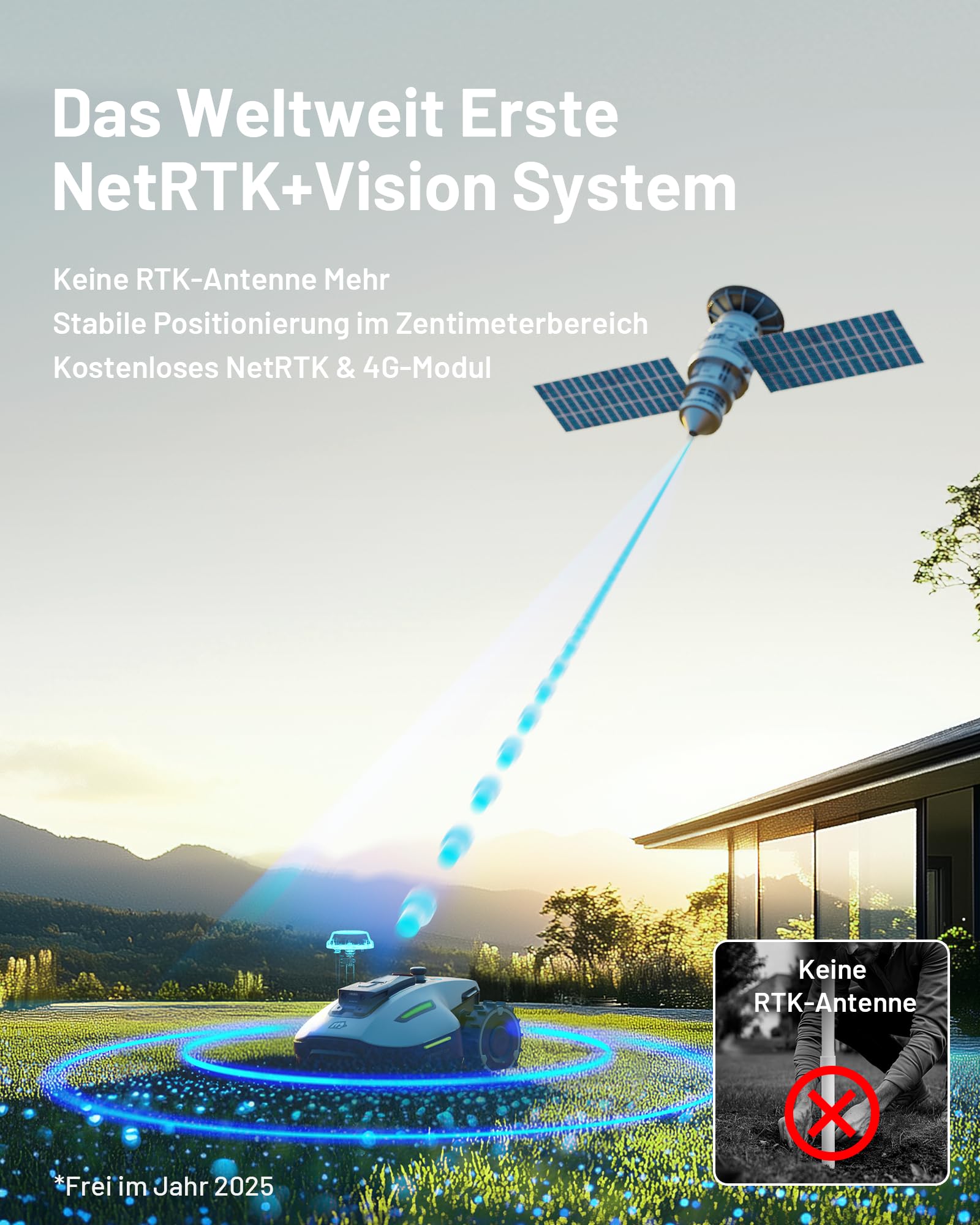 MAMMOTION YUKA Mini 700 Mähroboter mit Garage, NetRTK+Vision, Auto-Kartierung, bis 1100 m² (empf. 700 m²), 4G, 50 % Steigung, keine RTK-Antenne nötig