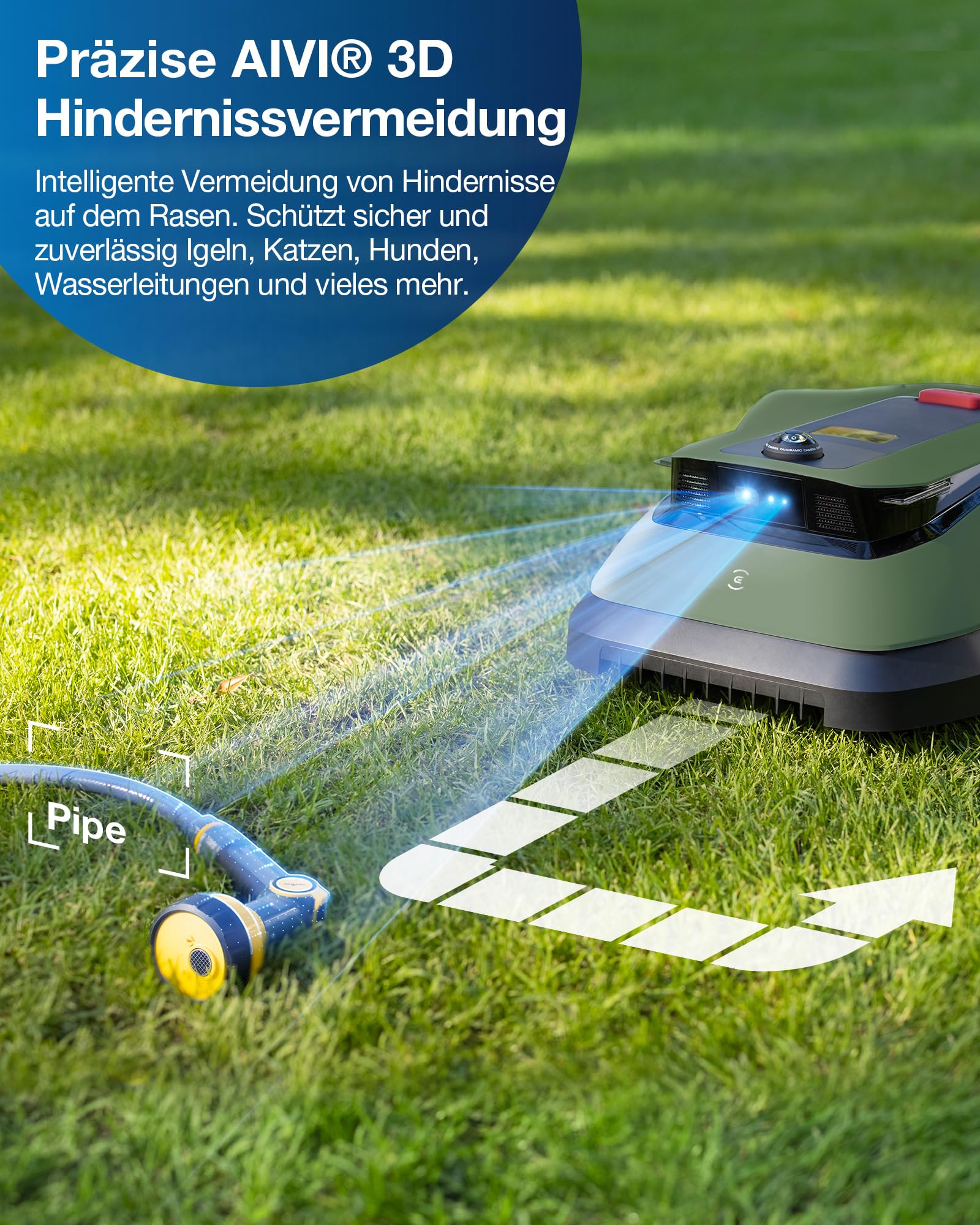 ECOVACS Goat GX-600 Mähroboter (bis 600㎡, ohne Begrenzung, AIVI 3D, logische Pfadplanung, 40% Steigung, Video, Schwimmende Klingen)