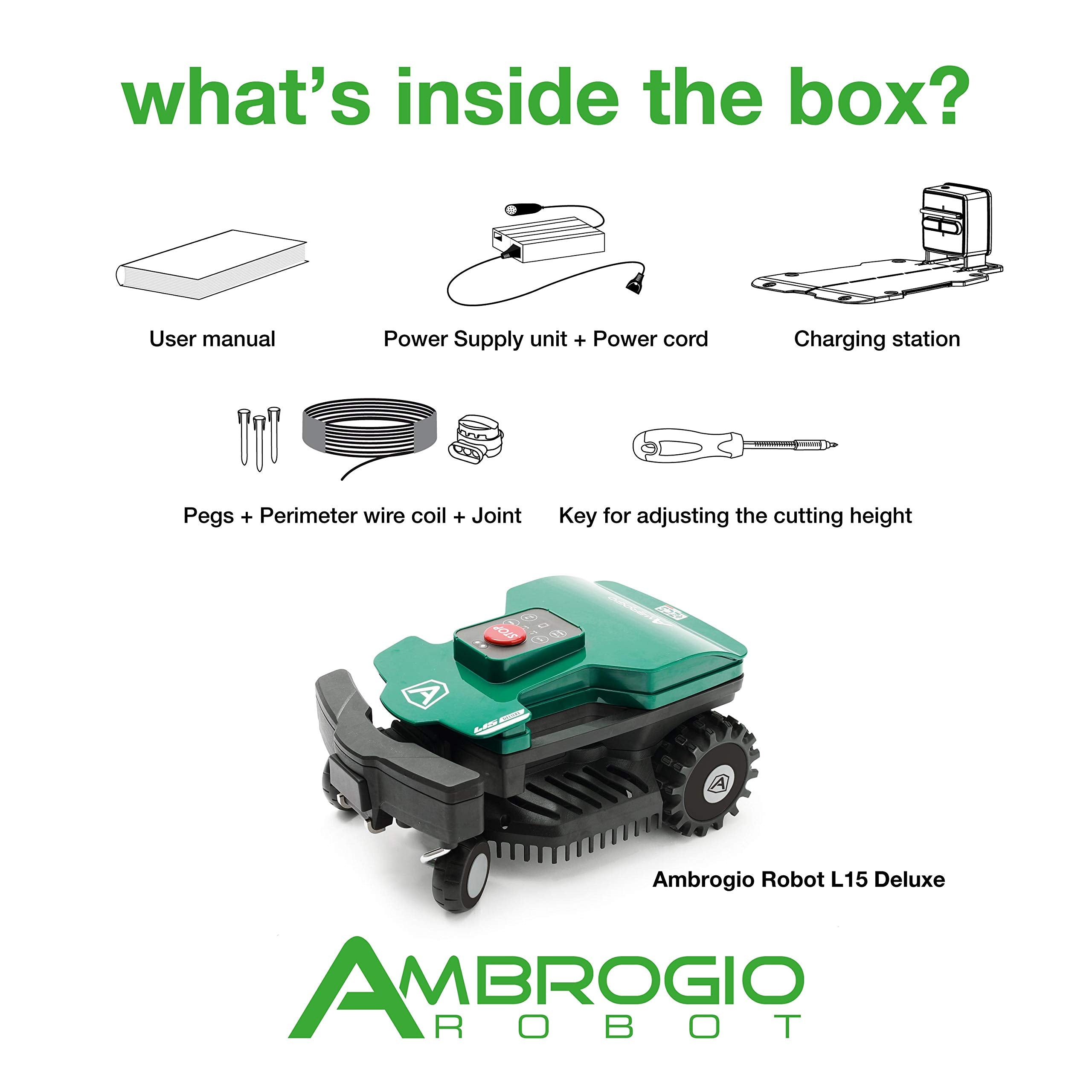 Ambrogio Robot AM015D0FAZ Rasenmäherroboter, Grün, bis 600 m²