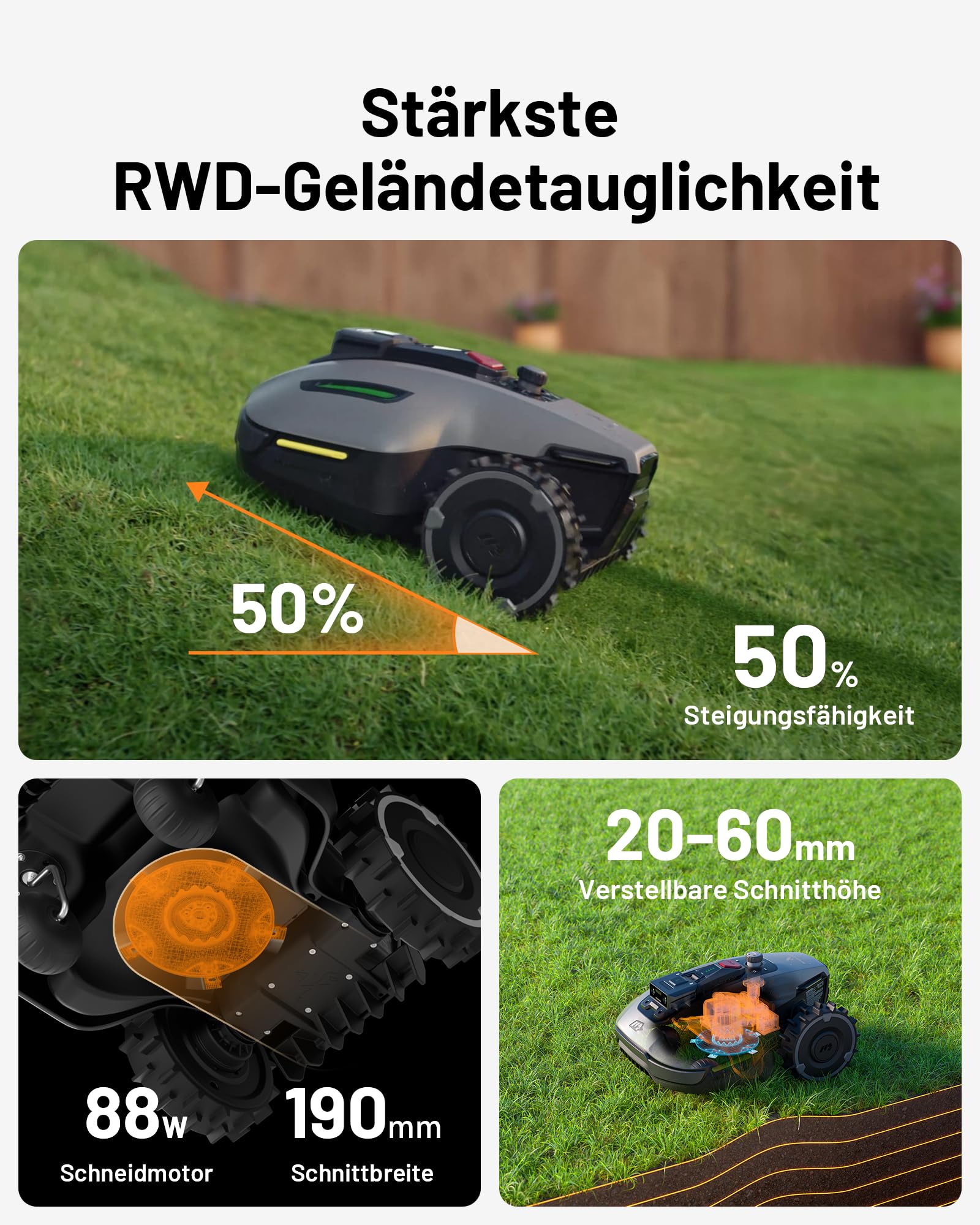 MAMMOTION YUKA Mini 700 Mähroboter mit Garage, NetRTK+Vision, Auto-Kartierung, bis 1100 m² (empf. 700 m²), 4G, 50 % Steigung, keine RTK-Antenne nötig