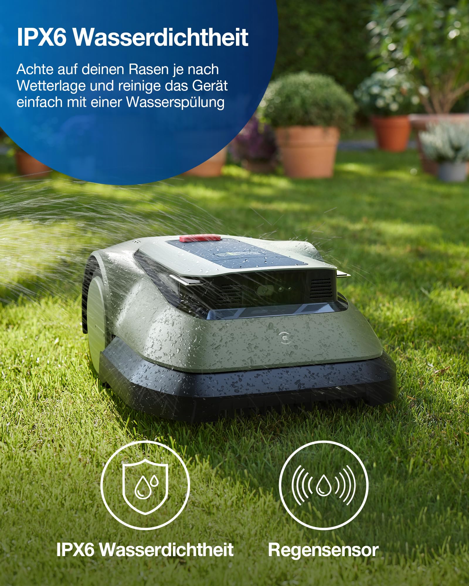 ECOVACS Goat GX-600 Mähroboter (bis 600㎡, ohne Begrenzung, AIVI 3D, logische Pfadplanung, 40% Steigung, Video, Schwimmende Klingen)