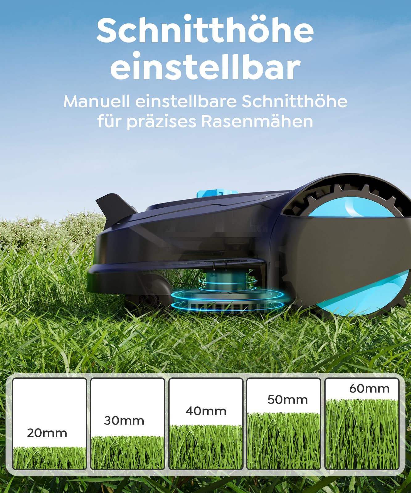 YARDCARE M800Plus Mähroboter, ohne Begrenzungskabel, 800 m², GPS+KI Vision, U-Schnitt, App-Steuerung, Auto-Ladestation, Hindernisvermeidung
