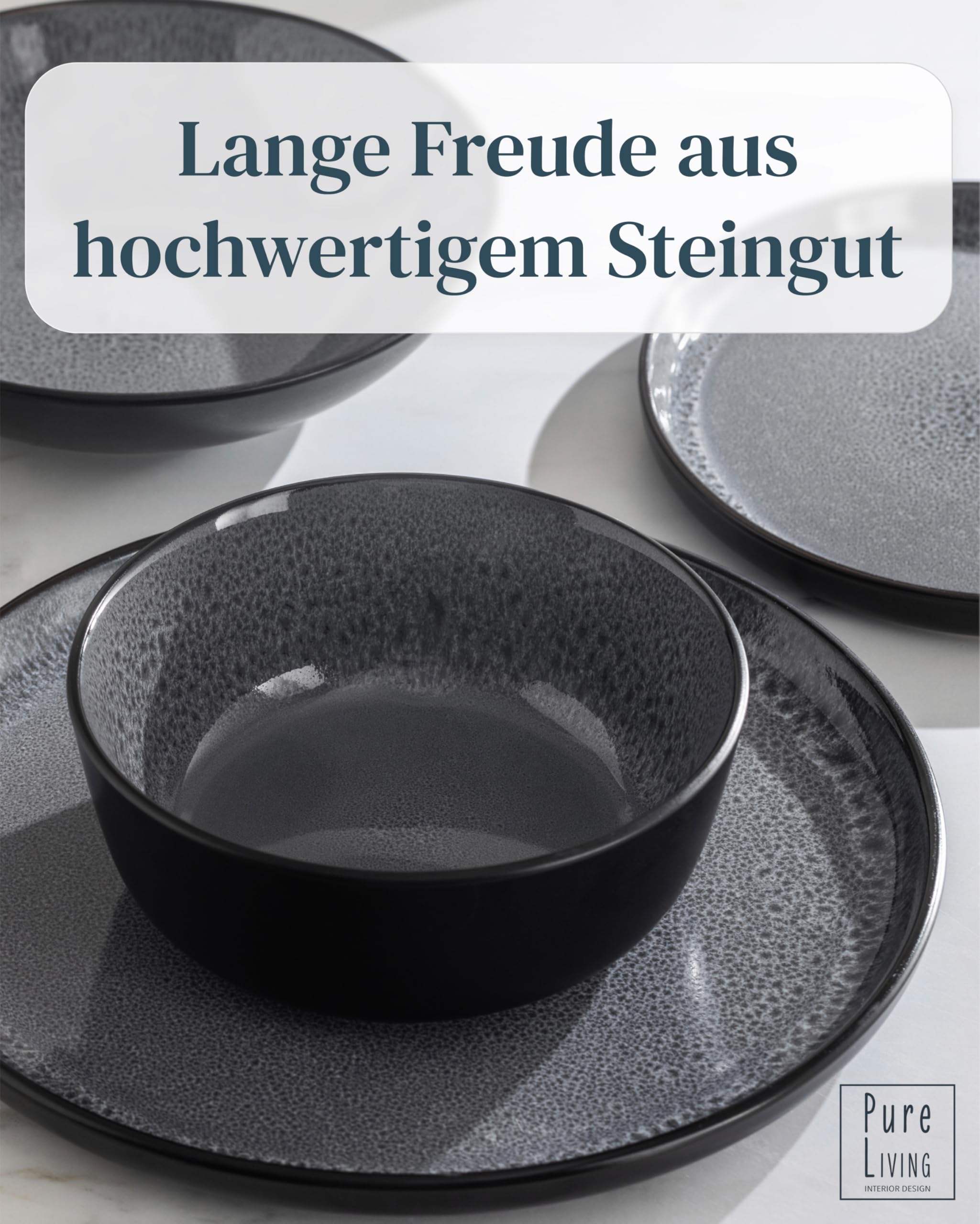 Steingut Geschirrset 6 Pers. Ibiza 24-tlg Hochwertiges Mediterranes TEST SEHR GUT Steingut Geschirr Set - Schüssel- und Teller Set - Tafelservice