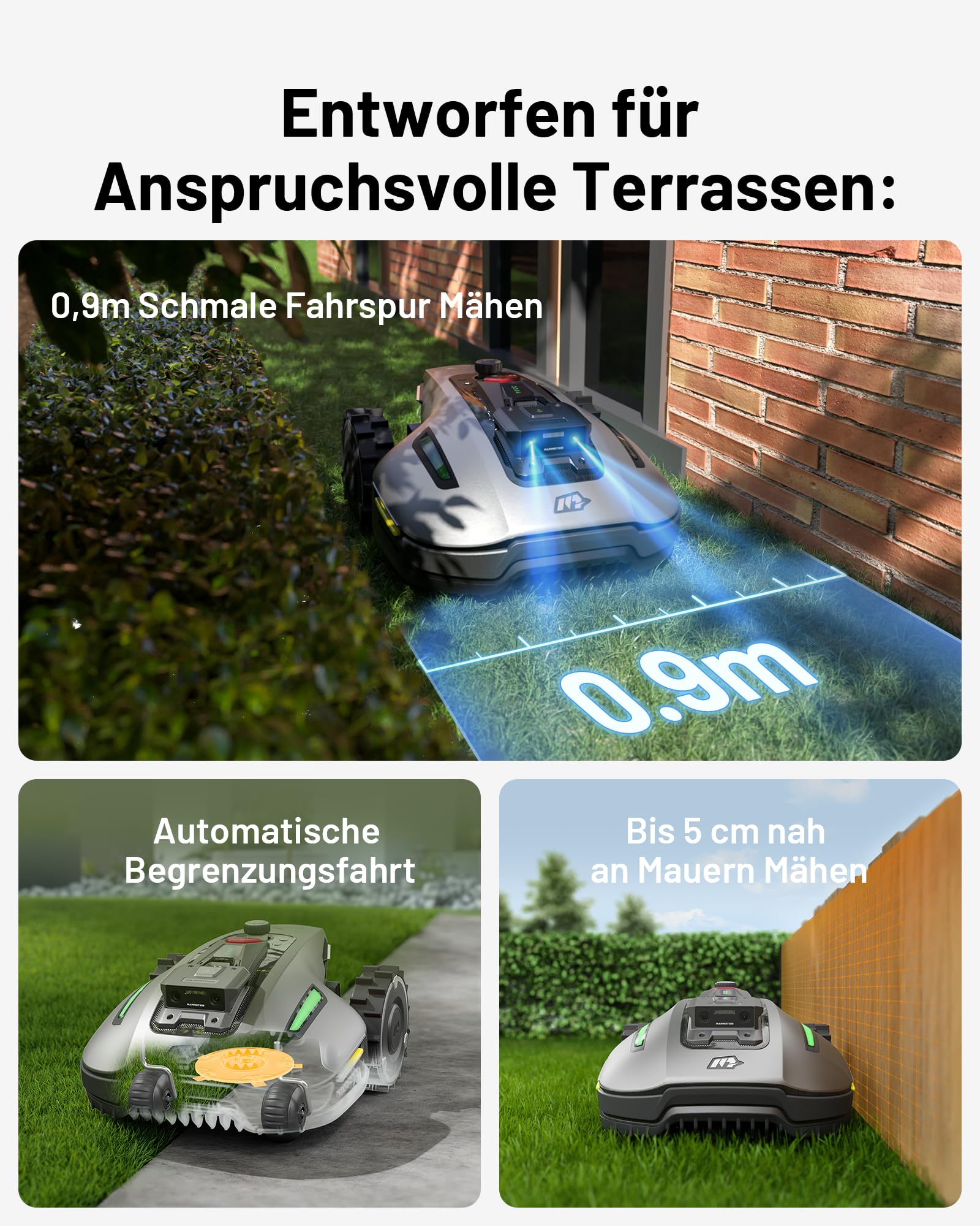 MAMMOTION YUKA Mini 700 Mähroboter mit Garage, NetRTK+Vision, Auto-Kartierung, bis 1100 m² (empf. 700 m²), 4G, 50 % Steigung, keine RTK-Antenne nötig