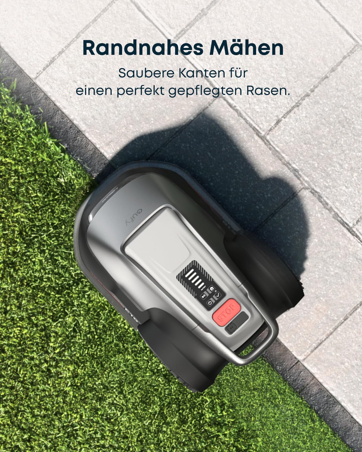 eufy E18 Mähroboter ohne Begrenzungskabel (bis 1200 m², TrueVision, GNSS, Präzisionsrandschnitt, Hindernisvermeidung, App-Steuerung)