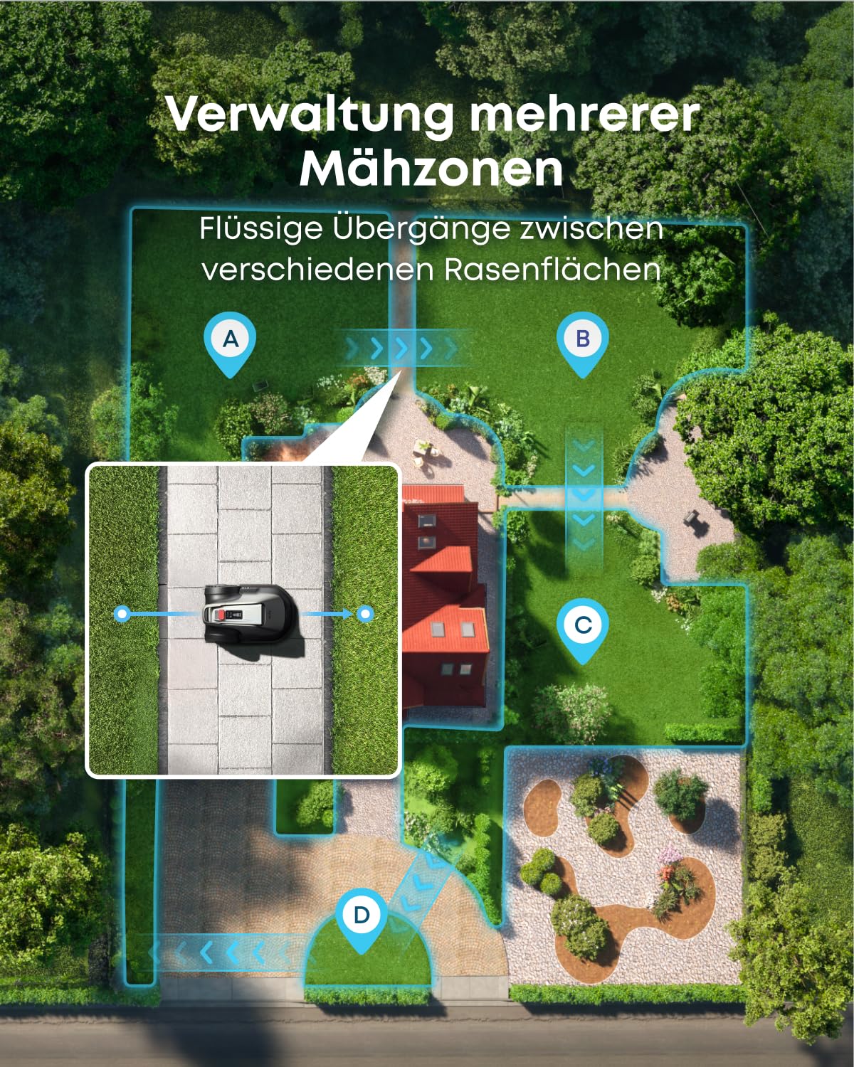 eufy E18 Mähroboter ohne Begrenzungskabel (bis 1200 m², TrueVision, GNSS, Präzisionsrandschnitt, Hindernisvermeidung, App-Steuerung)