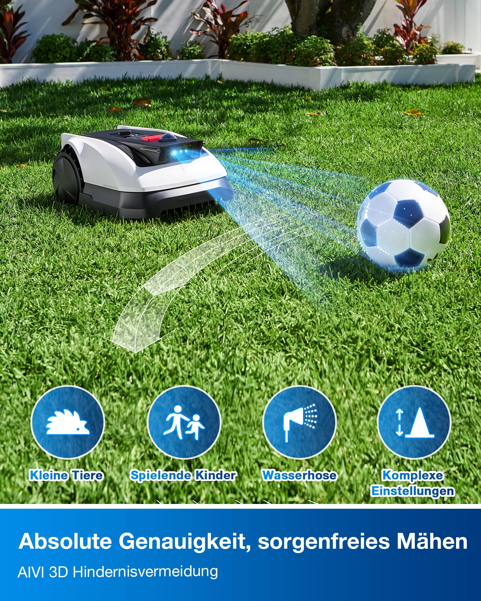 ECOVACS Goat O500 Mähroboter, ohne Begrenzungskabel, 500 m², Auto-Kartierung, LiDAR-Navigation, 0,7 m Engstellen, logisches Mähen