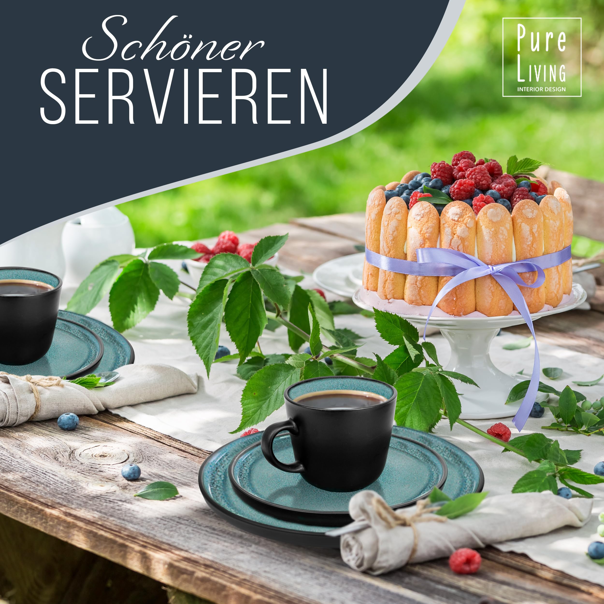 Steingut Geschirrset 6 Personen Ibiza 24 tlg. TESTSIEGER, Hochwertiges Mediterranes Steingut Geschirr Set, Schüssel- und Teller Set, Tafelservice