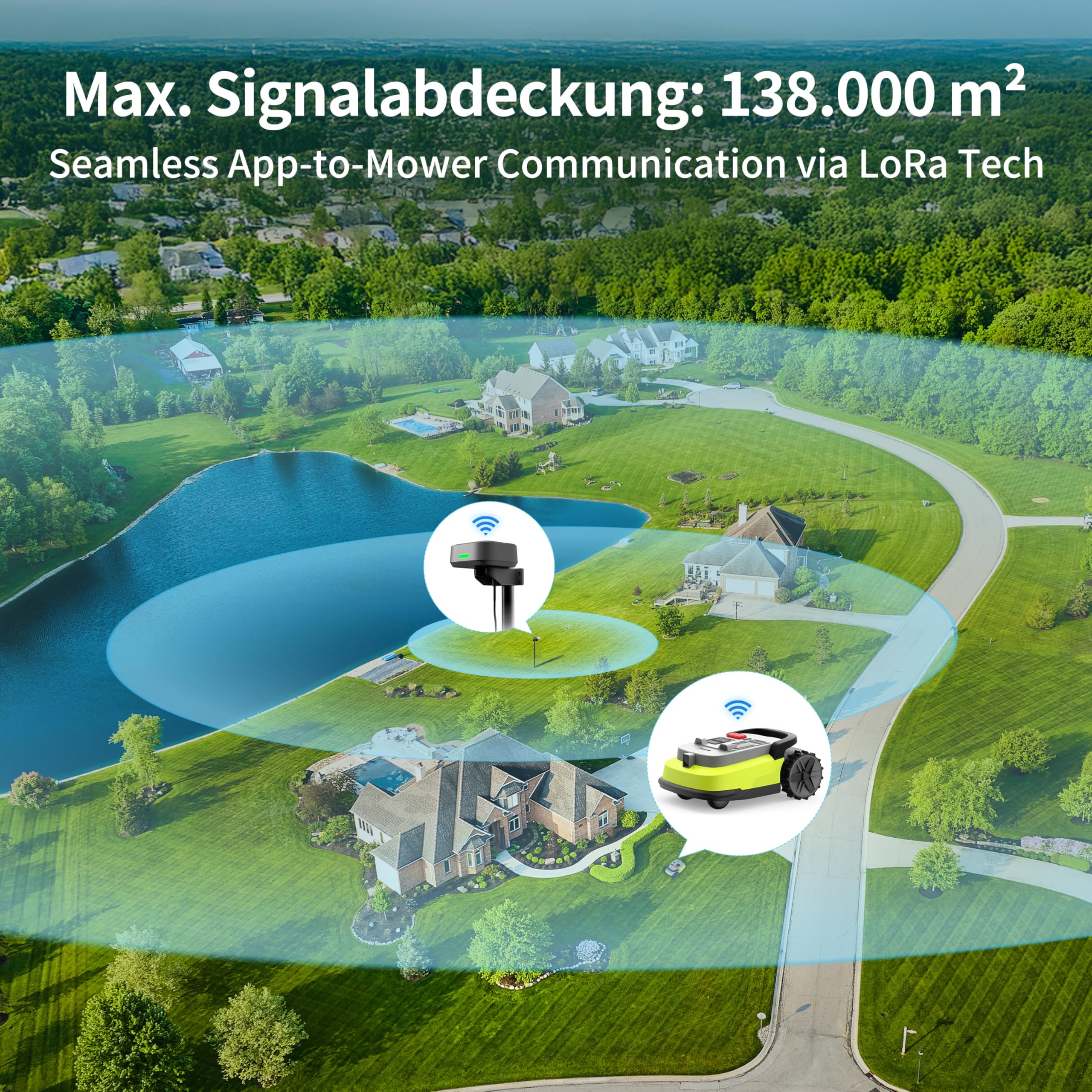 UBHOME M10 Mähroboter, ohne Begrenzungskabel, bis 1200 m², Vision+RTK Mapping, Smart Navigation, Hindernisvermeidung, App-Steuerung