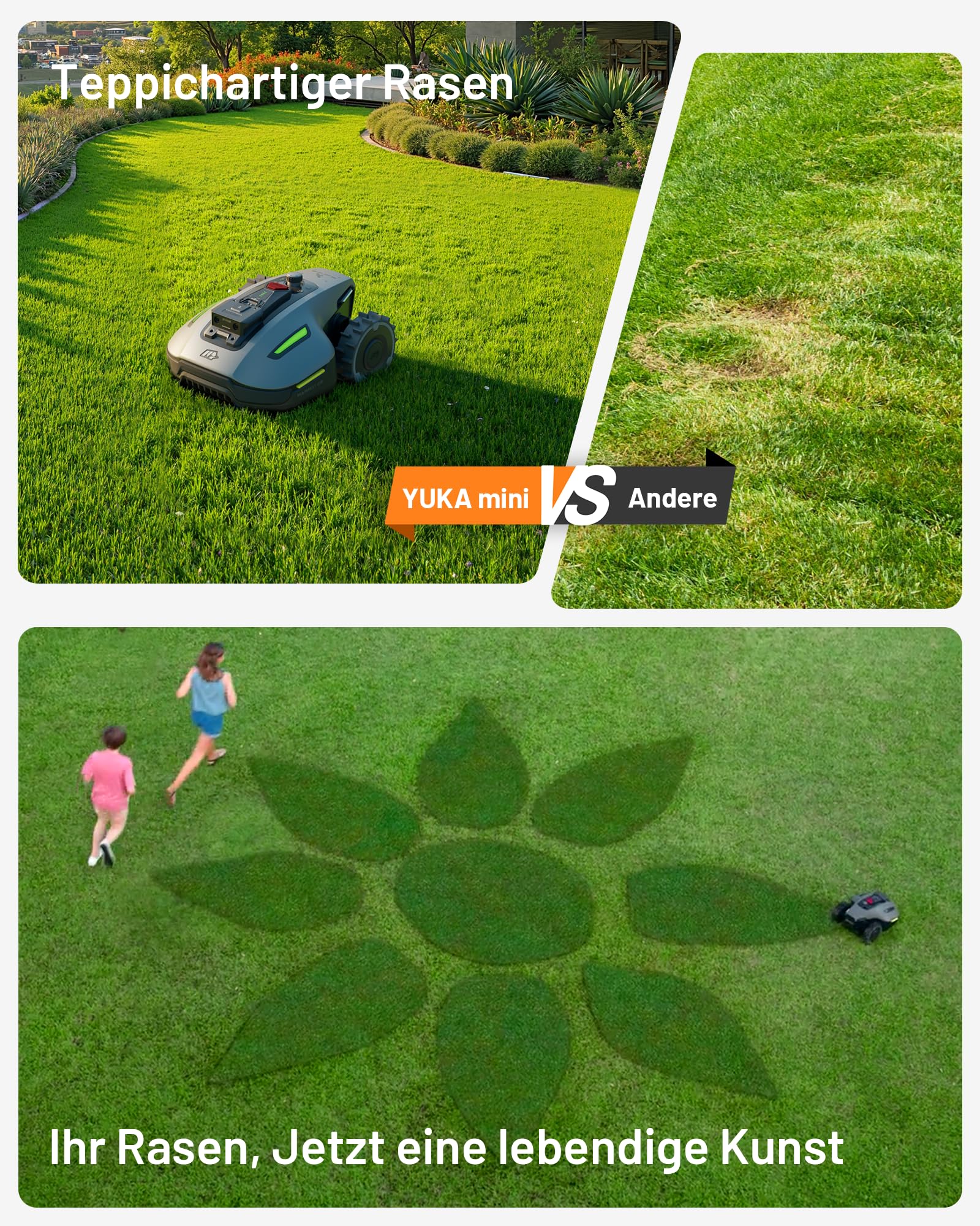 MAMMOTION YUKA Mini 700 Mähroboter mit Garage, NetRTK+Vision, Auto-Kartierung, bis 1100 m² (empf. 700 m²), 4G, 50 % Steigung, keine RTK-Antenne nötig