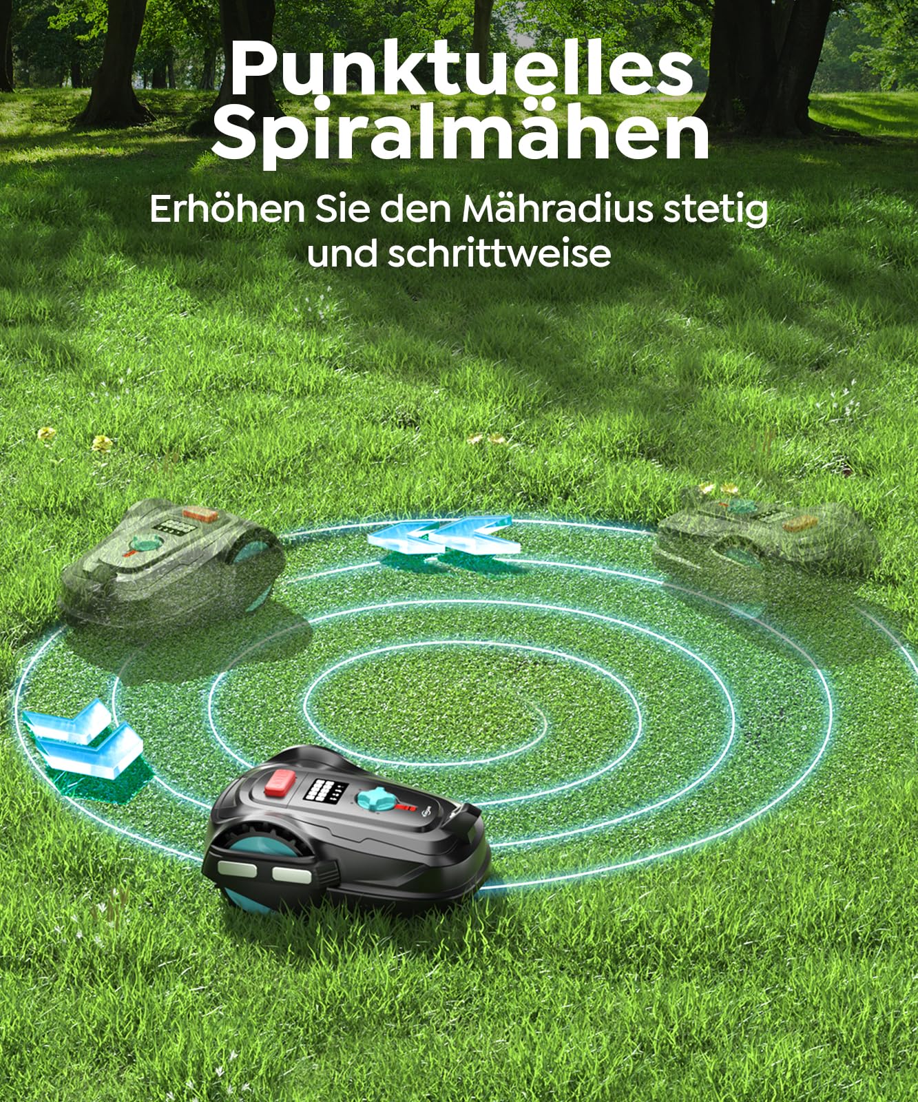 YARDCARE M800Plus Mähroboter, ohne Begrenzungskabel, 800 m², GPS+KI Vision, U-Schnitt, App-Steuerung, Auto-Ladestation, Hindernisvermeidung