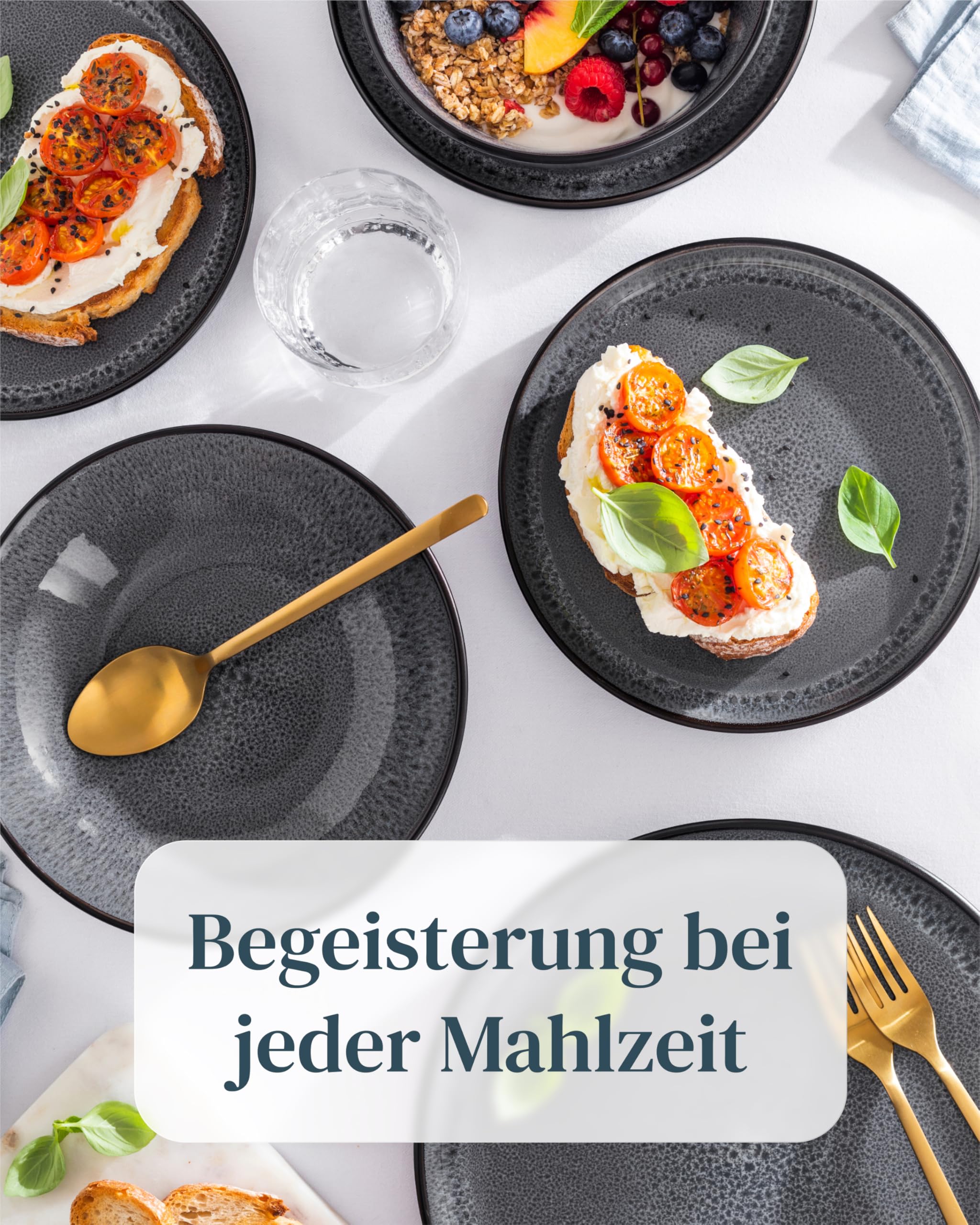 Steingut Geschirrset 6 Pers. Ibiza 24-tlg Hochwertiges Mediterranes TEST SEHR GUT Steingut Geschirr Set - Schüssel- und Teller Set - Tafelservice