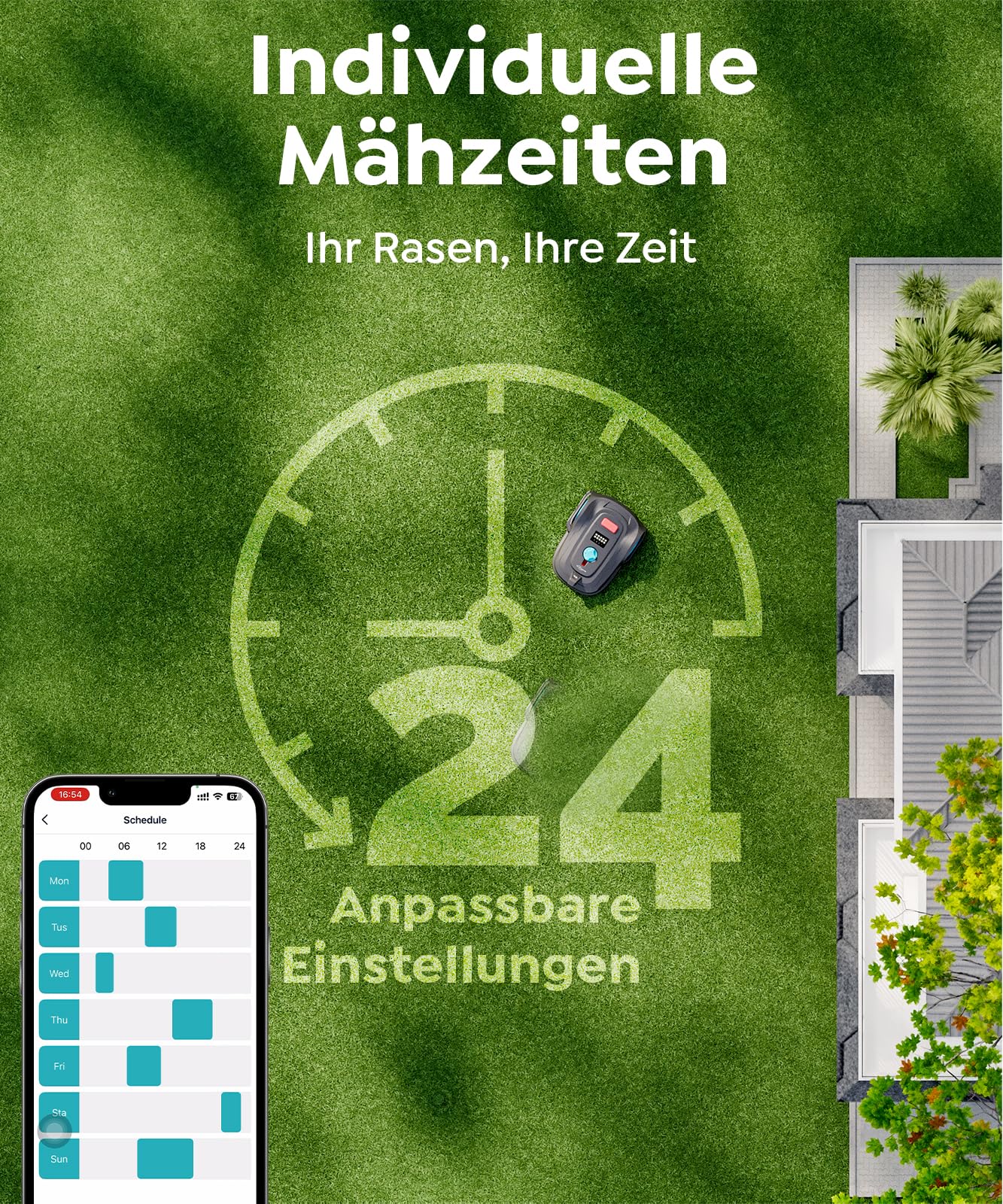YARDCARE M800Plus Mähroboter, ohne Begrenzungskabel, 800 m², GPS+KI Vision, U-Schnitt, App-Steuerung, Auto-Ladestation, Hindernisvermeidung